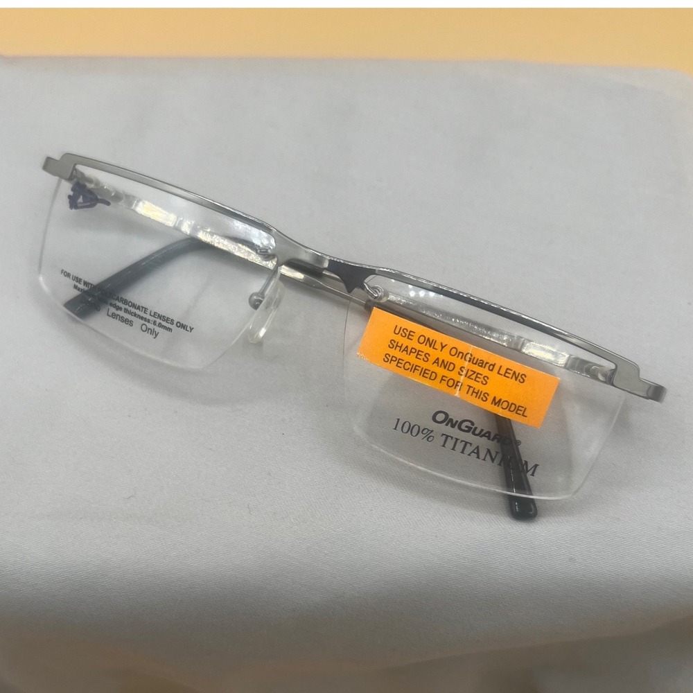 OnGuard OG-124 Titanium Eyeglasses Silver Semi Rimless Safety Frames 55-16-140